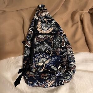 EUC Vera Bradley Java Navy Camo Cotton Mini Sling Crossbody Bag